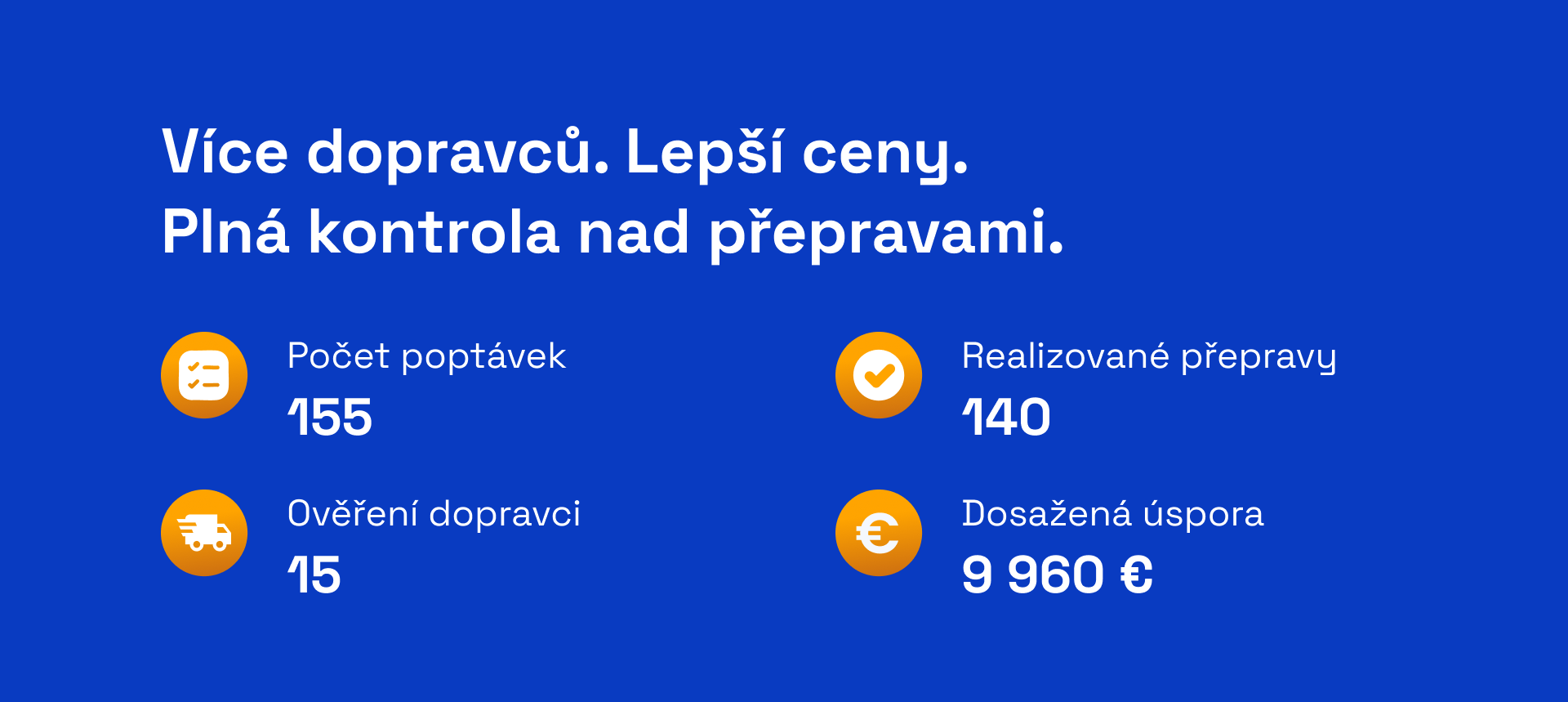 Více dopravců. Lepší ceny. Plná kontrola nad přepravami.